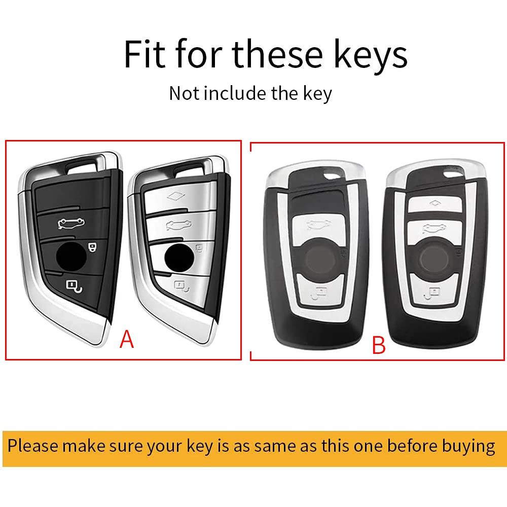 ontto Custodia per chiave auto, adatta per BMW X1 X3 X5 X6 X7 Serie 1 3 5 6 serie 7 G20 G30 G11 F15 F16 G01 G02 F48 telecomando metallo pelle custodia