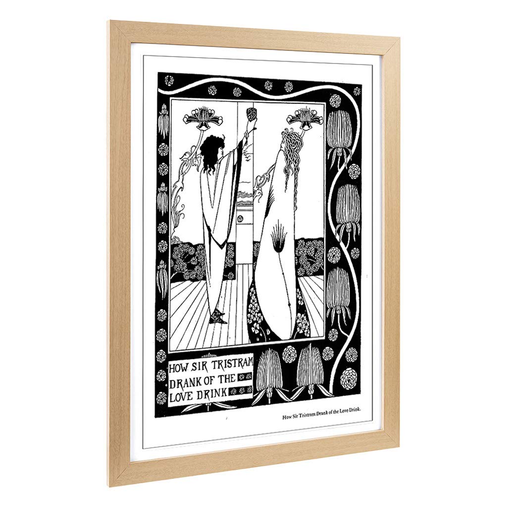 Big Box Art Framed Print of Aubrey Beardsley Sir Tristram Design | Wall Art Picture | Home Decor for Kitchen, Living, Dining Room, Bedroom, Hallway, Office, Oak, A2 / 24.5x18 Inch / 62x45cm