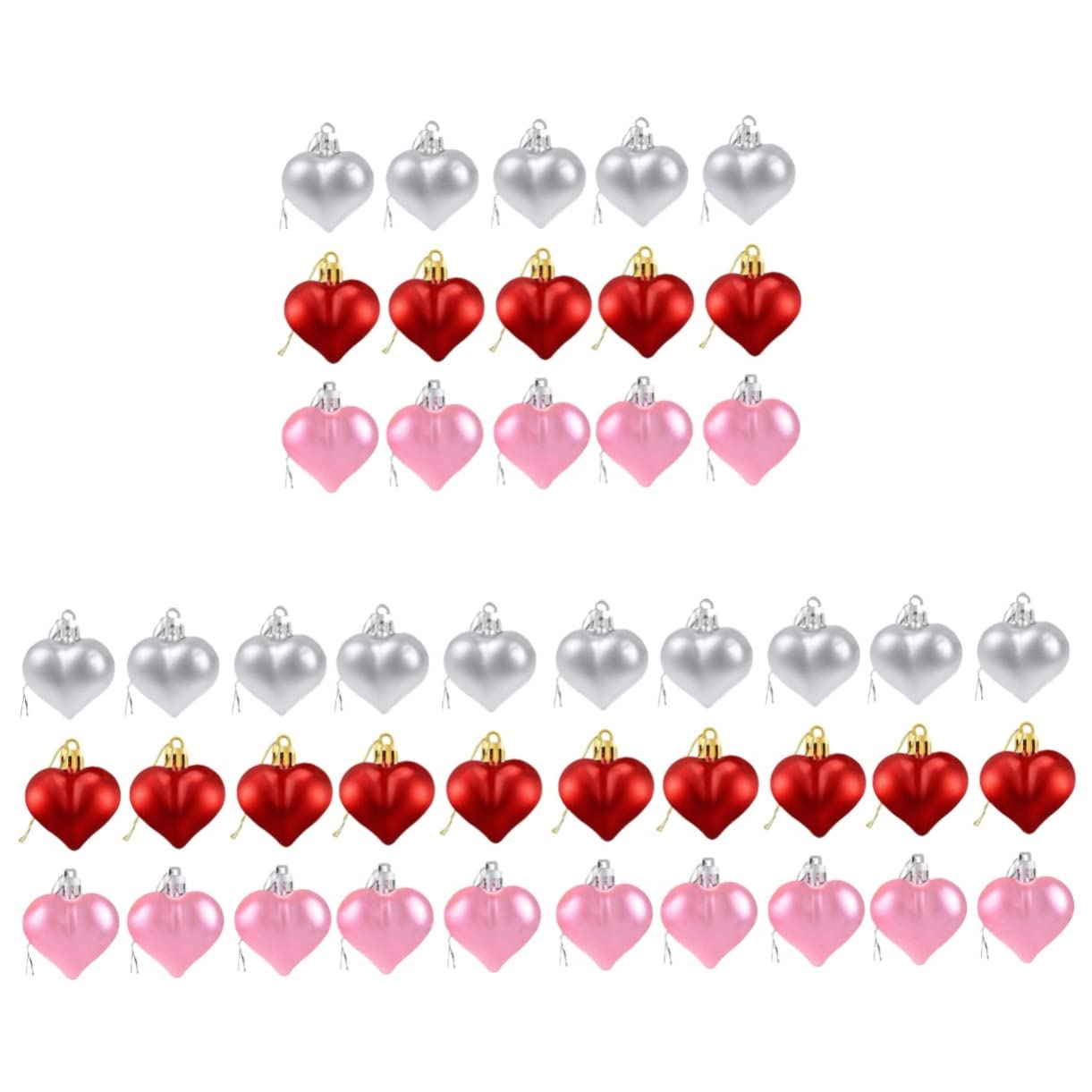 Abaodam 108stücke Teiliges Herzform Kugel Für Valentinstag Und Weihnachten Bunte Dekorationen Für Hochzeiten Und Zuhause Rot Silber