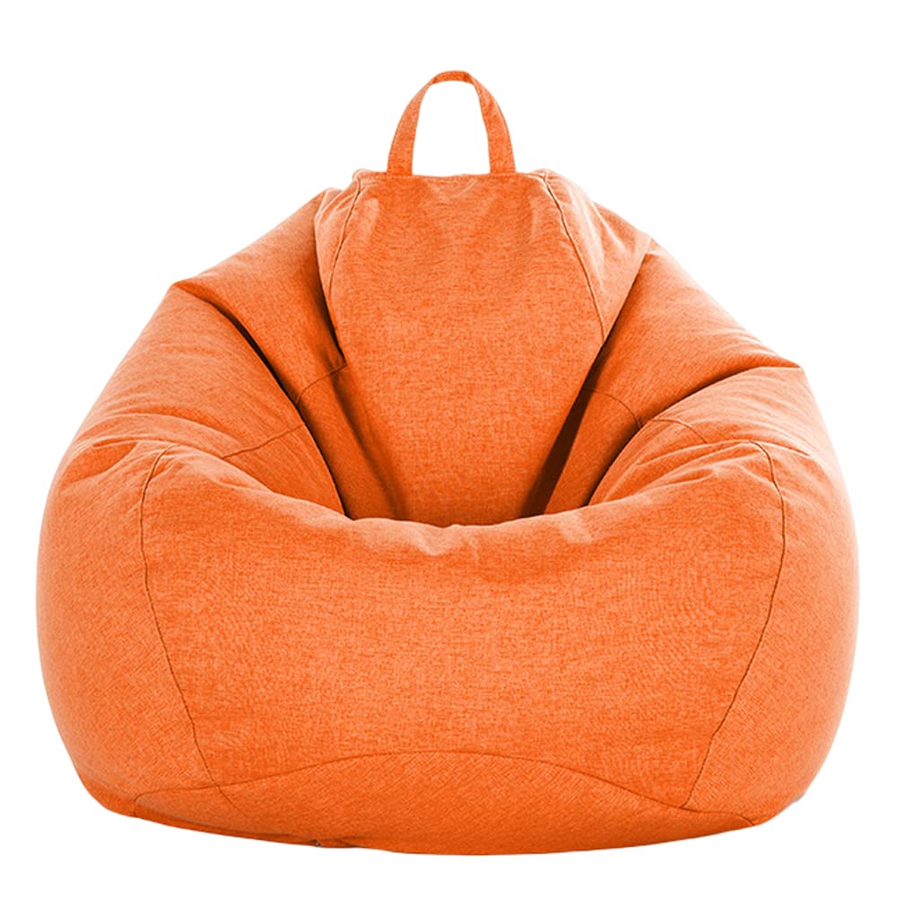 FANSU Bean Bag Cover Without Filling, Solid Colours Lazy Sofa Gaming Bean Bag Chair for Adult Kids, Washable Highback Beanbag Seat, Stuffed Toy Clothes Storage (90x110cm,Orange) โ image 1