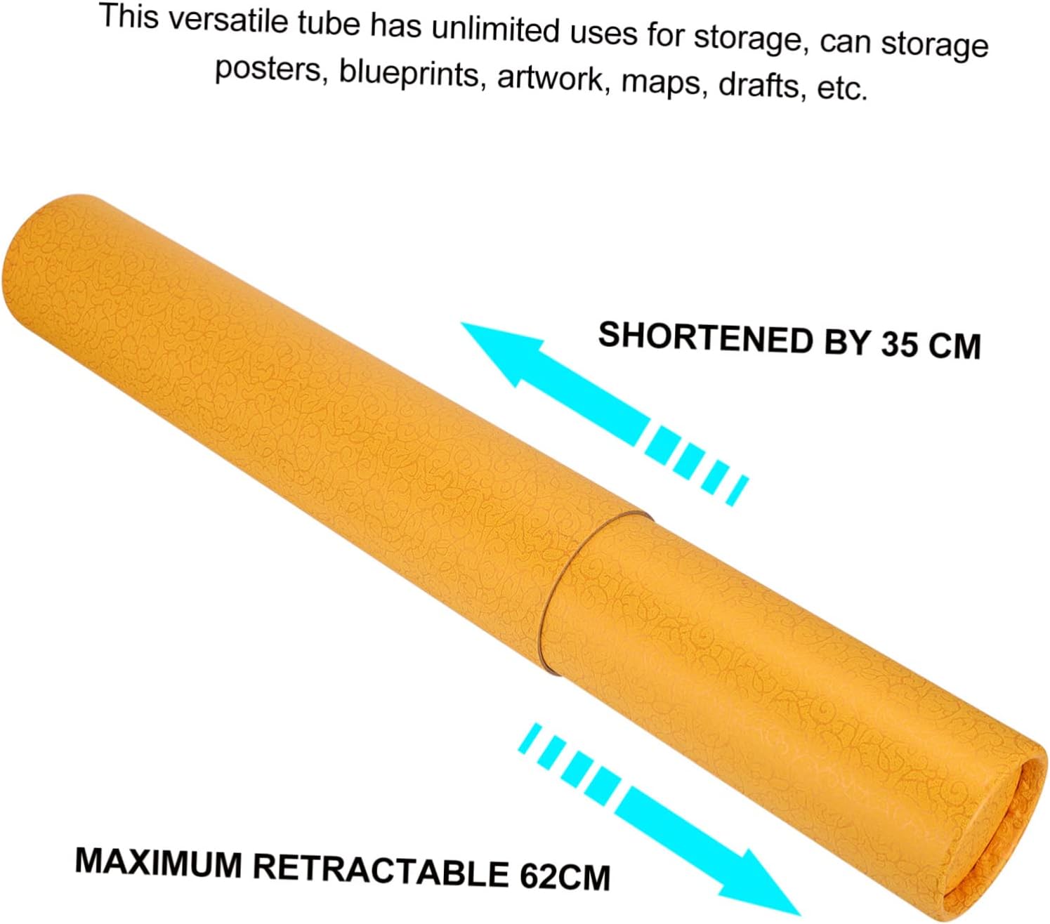 FONDOTIN Extendable Telescopic Artwork Storage Tube Durable Drafting Carrier for Blueprints Posters Documents Lightweight Light-Resistant Design Protects Against Fading Creasing