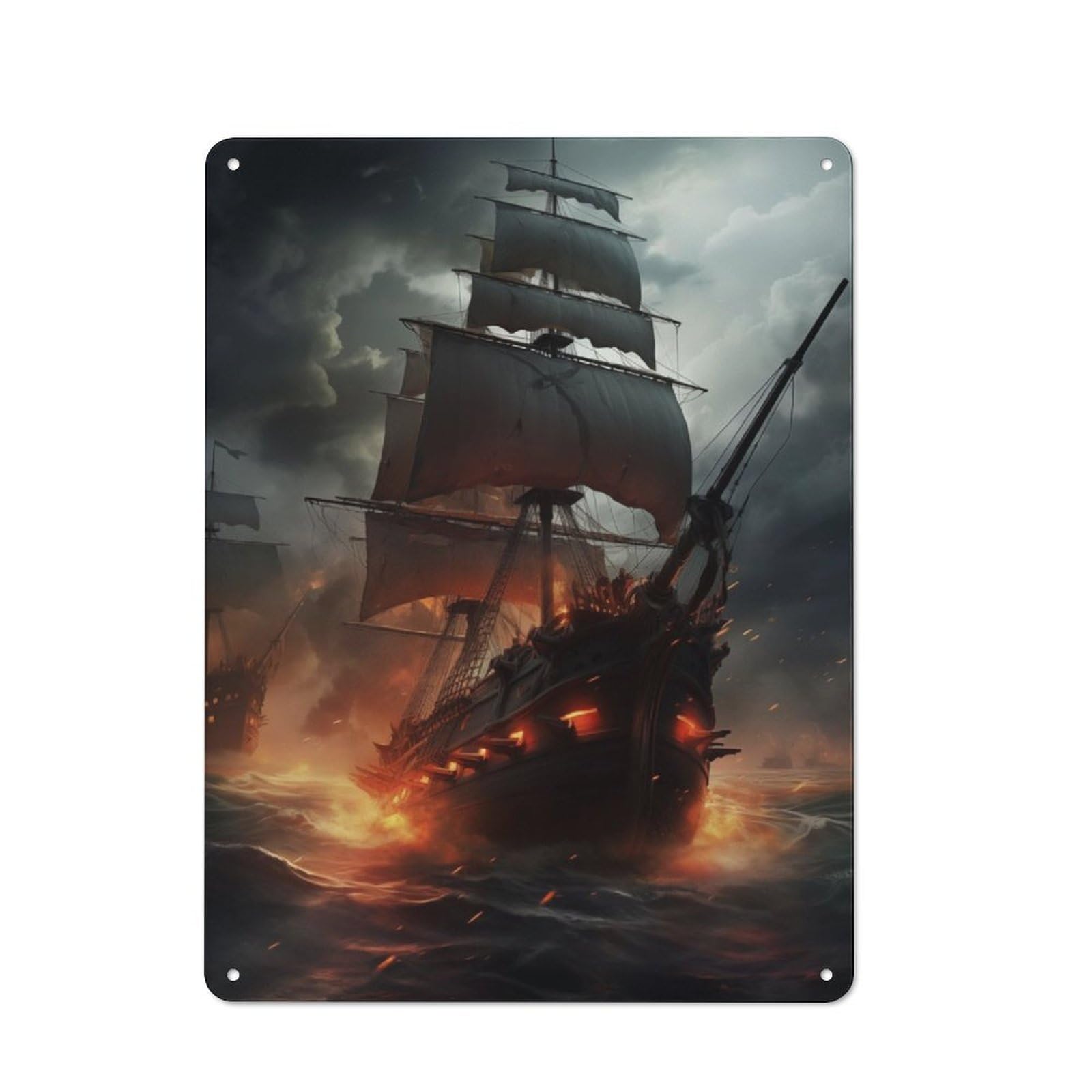 Junmoney Haunted Ship Metal Wall Sign With Design 40X30cm, Clean Industrial Studio Wall Art For Loft, Studio, Office Or Creative Room