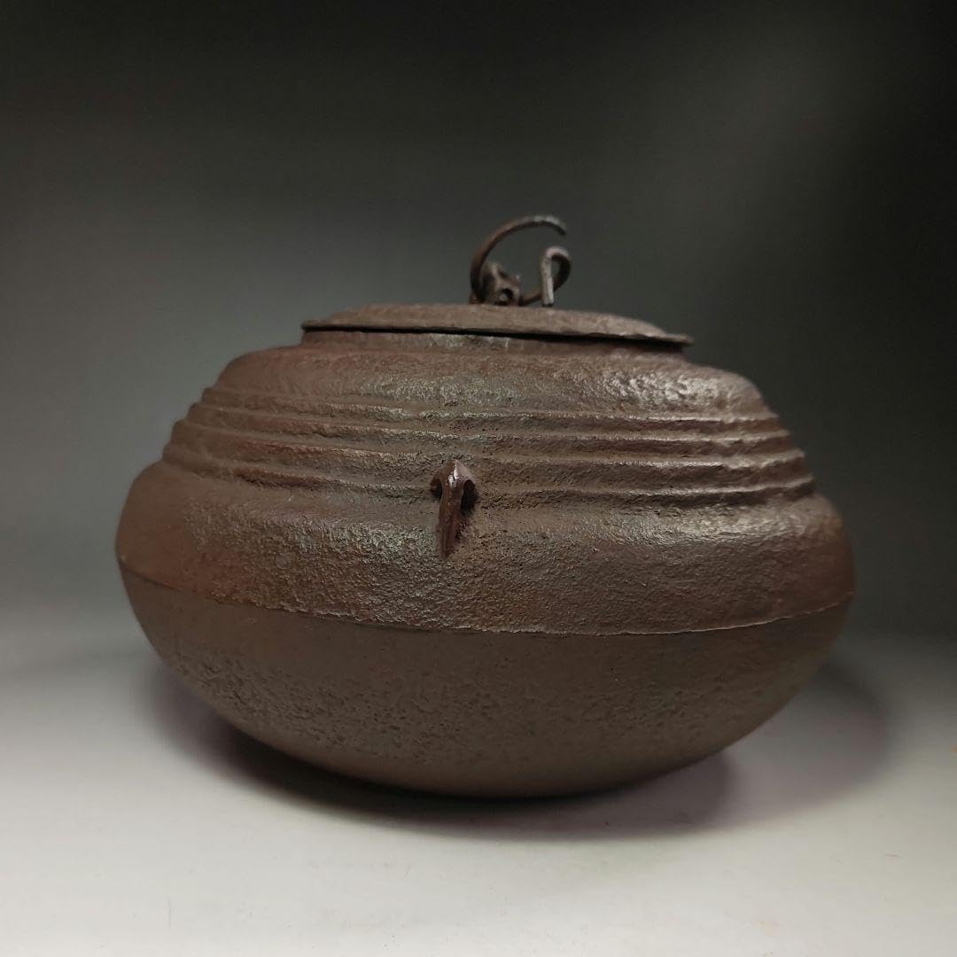 茶釜 茶道具 茶器 鉄器 カボチャ 銅摘蓋 鉄釜 釜環 丸釜 煎茶道具