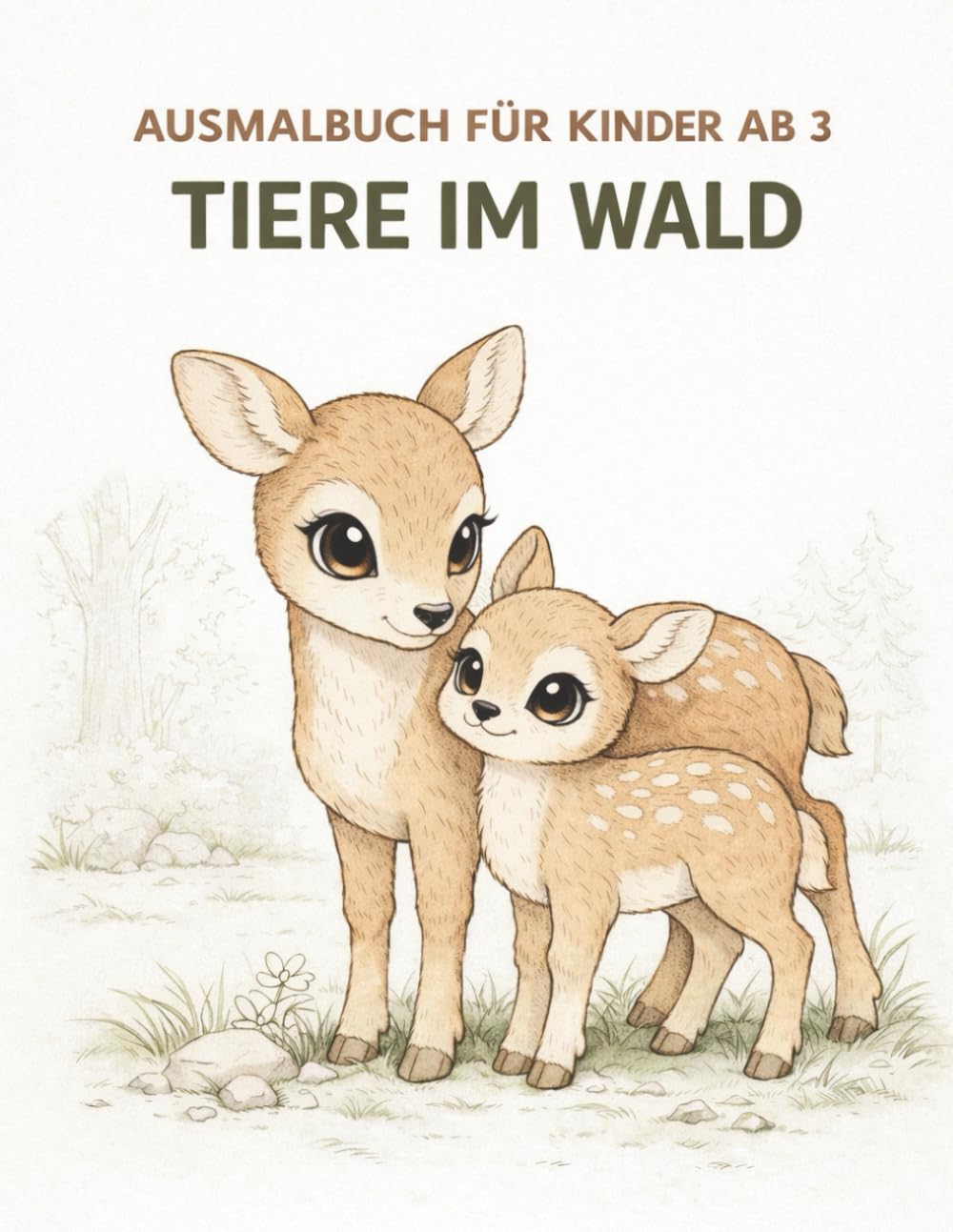 Ausmalbuch für Kinder ab 3 - Tiere im Wald: Waldtiere zum Ausmalen - Ruhige Motive - Ab 3 Jahren