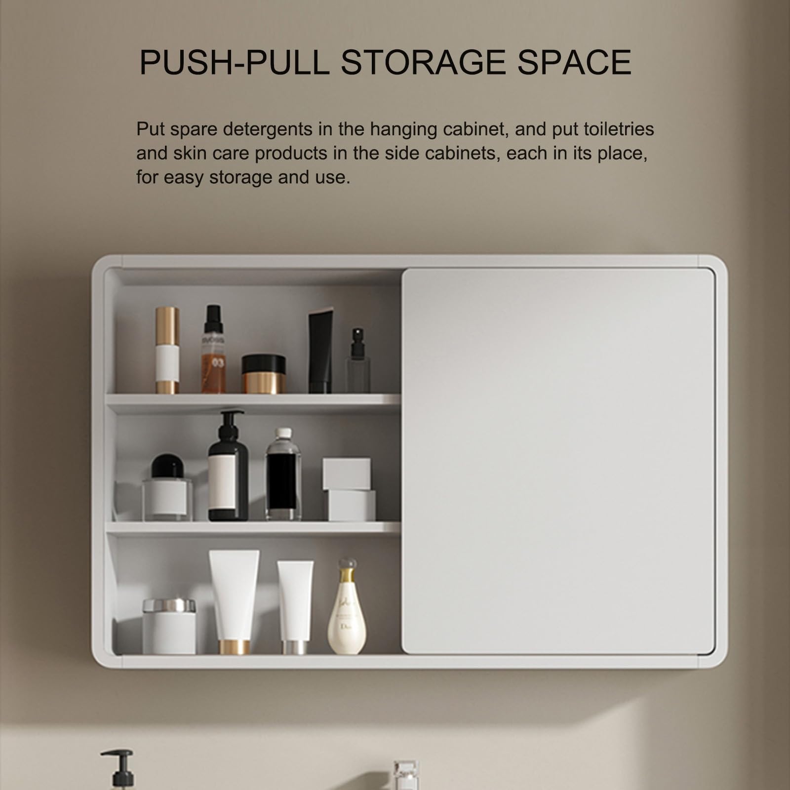 Armario espejo baño con luz,Specchio contenitore bagno,Smart mobile specchio bagno con LED luce,Armadietto da bagno sospeso,con interruttore tattile e funzione nebbia,con 3 Ripiani(Light brown,90X14X6