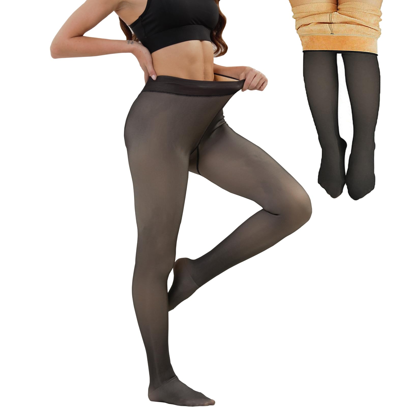 Merlvida Collant Felpati Donna Invernali - Taglie S-3XL | Calze Termiche Donna Effetto Trasparente | Leggings Termici in Pile Imbottito - Calzamaglia Termica Spessa e Calda