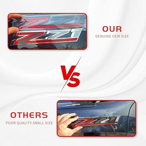 Miniatura 6 de 2 calcomanías de repuesto para guardabarros laterales Z71 RH LH LH de gran tamaño para Chevy Silverado 2019-2021 (rojo cromado)