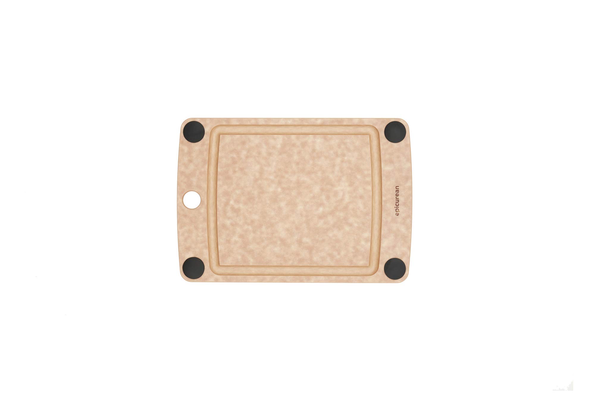 All-In-One Cutting Board with Non-Slip Feet and Juice Groove by Epicurean – 10"L x 7"W, Paper Composite, Natural/Black, Model 505-100701003