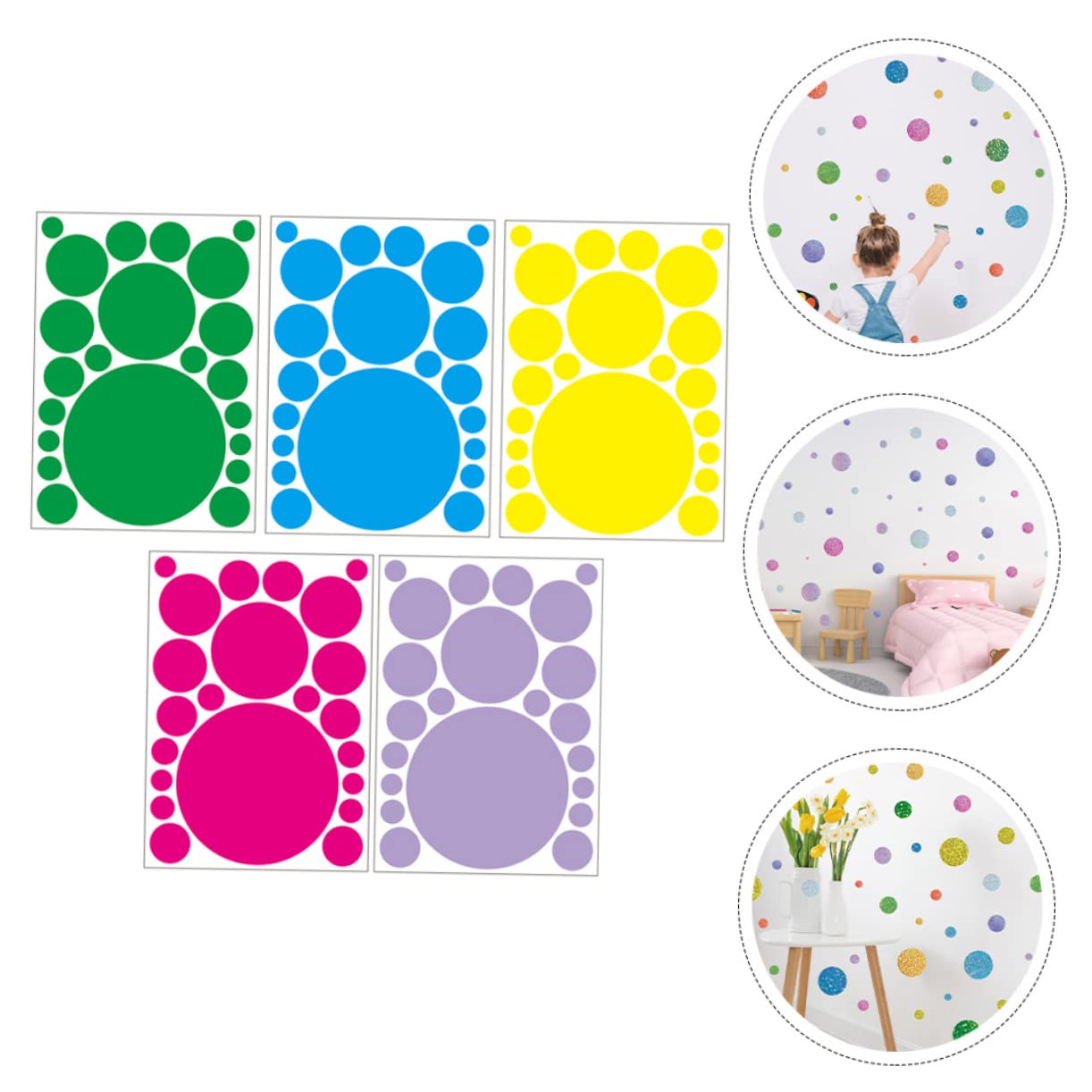Toyvian 25hojas Pegatinas De Pared Autoadhesivas Para Decoración Infantil De Verde Rosa Azul Para Habitaciones Salones