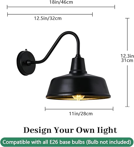 Miniatura 3 de Luz de granero al aire libre de 11 pulgadas, luz de cuello de cisne del atardecer al amanecer. Accesorios de iluminación exterior impermeables y