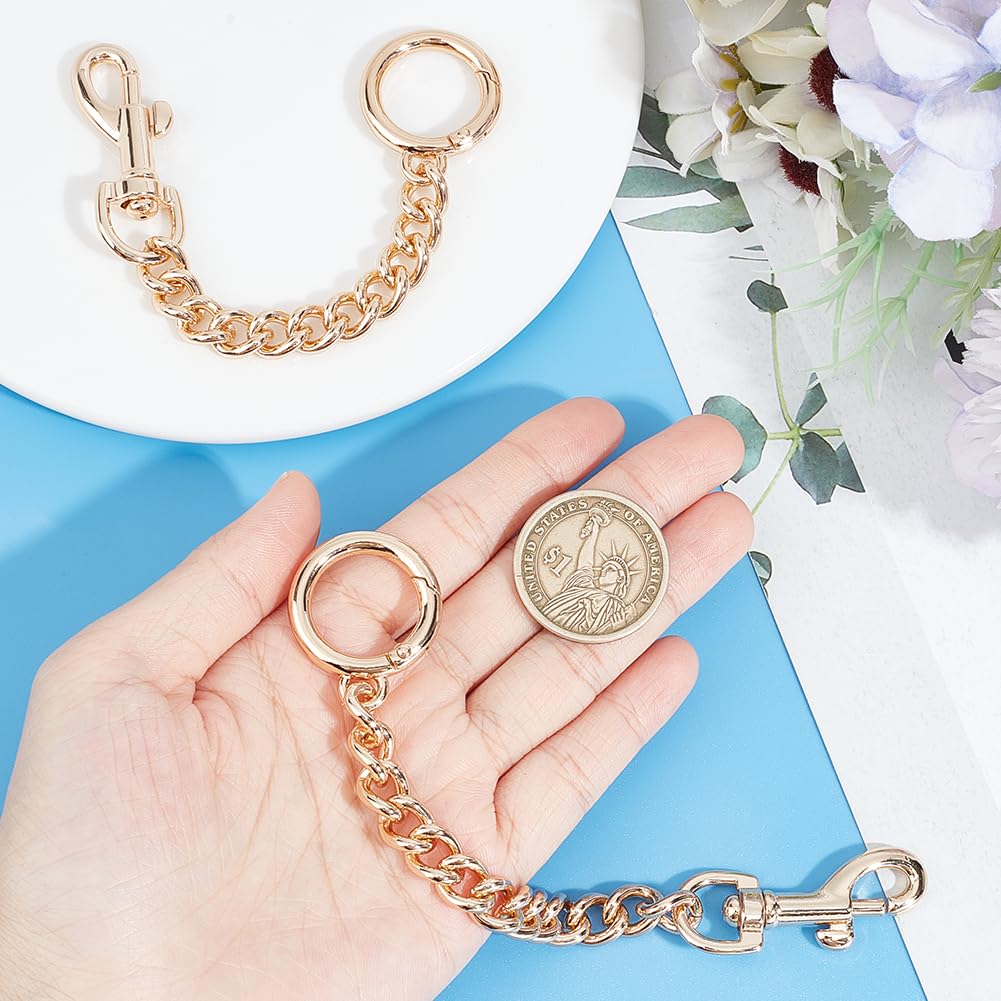 Catene Per Borse In Lega Oro Chiaro - 2 Pezzi Prolunga Tracolla 16cm Con Moschettone