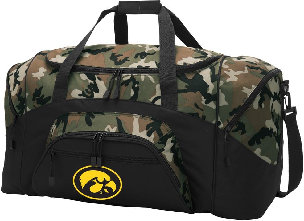 Camo University of Iowa Duffel Bag - Iowa Hawkeyes Suitcase or Gym Bag For Men Or Her (Camo)