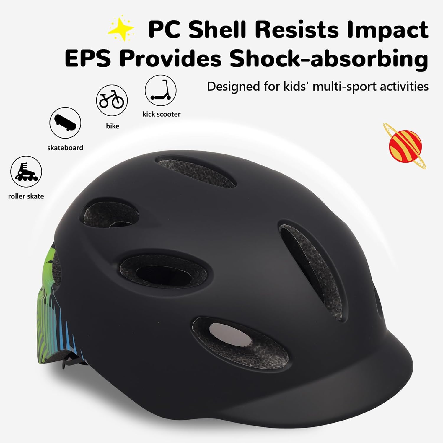 Kids/Youth Bike Helmet for Boys Girls and Teens, Adjustable and Multi-Sport for Bicycle, Kick Scooter, Skateboard, Roller/Inline Skate - Image 2