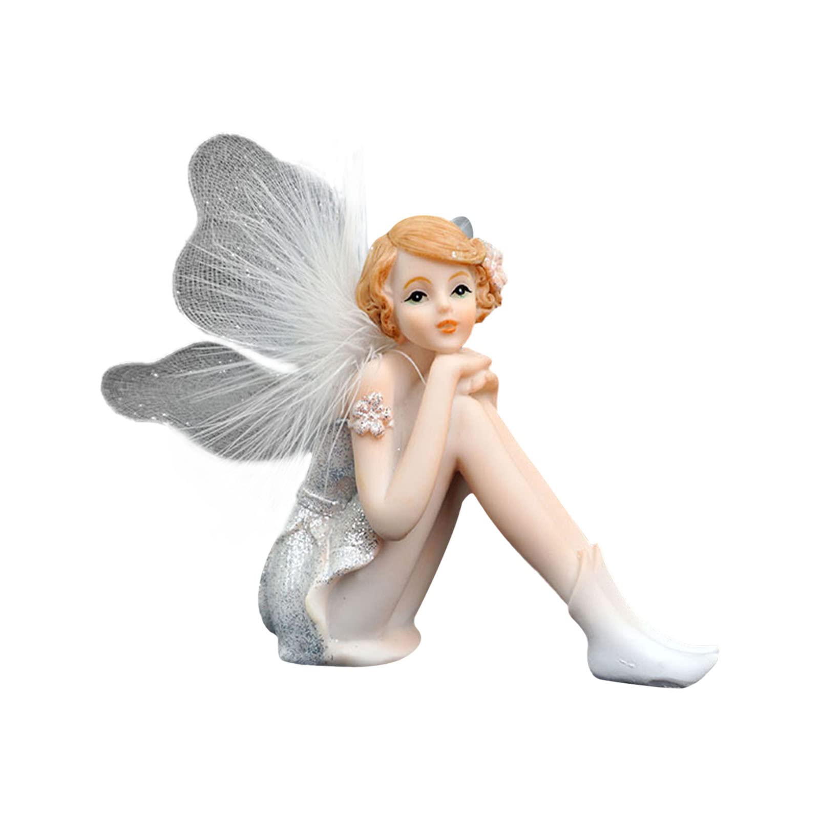 Imtrub White Face Sitting Fairy Garden Statue | Miniature Fairy Ornaments,Fairy Figurines Home Decor, Lovely Angel Statues And Figurines, Miniature Fairy Garden Accessories Home Garden Decor