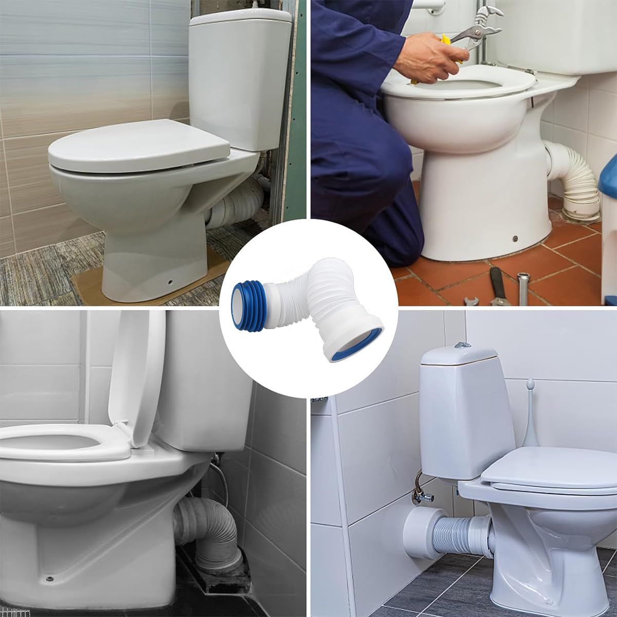 Connettore per WC, Connettore Flessibile per WC Con 280-650 Mm, Universale per Tubo Di Scarico, Sifone per Lavandino Antiodore, Tubo Di Scarico Sostituibile