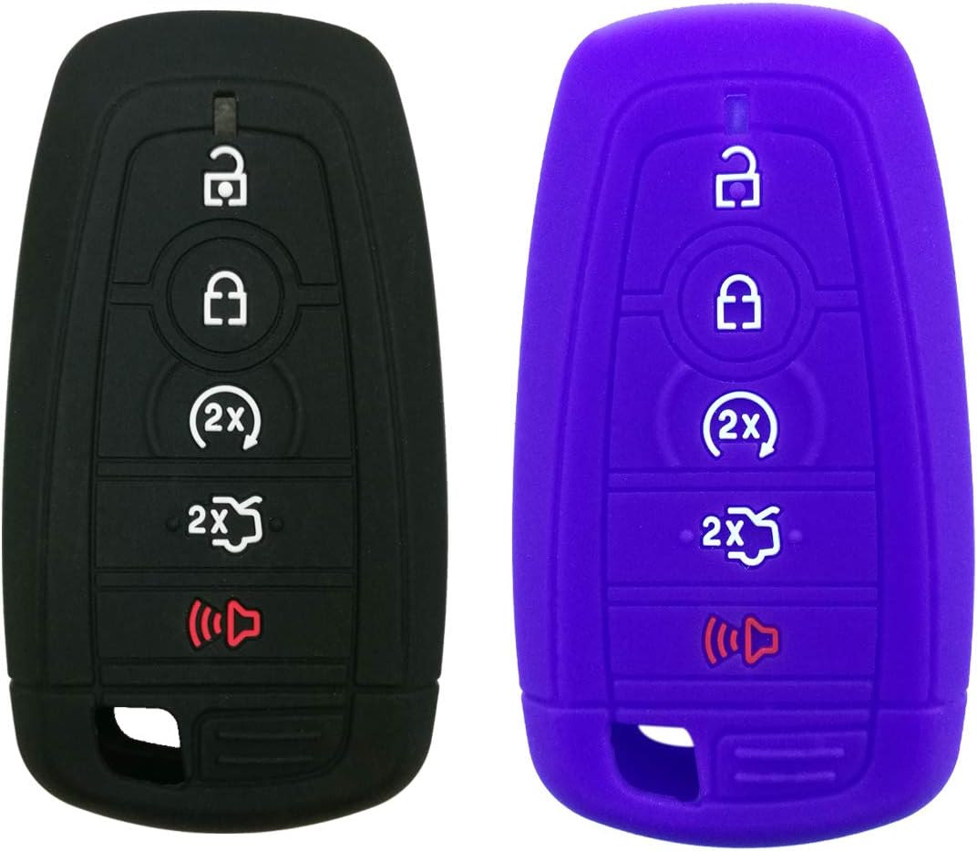 Coolbestda for Ford Mustang Fusion Raptor F250 F350 F450 F550 Edge Explorer Expedition M3N-A2C93142600 2Pcs Silicone Case Protector Key Fob Cover Smart Car Remote Holder