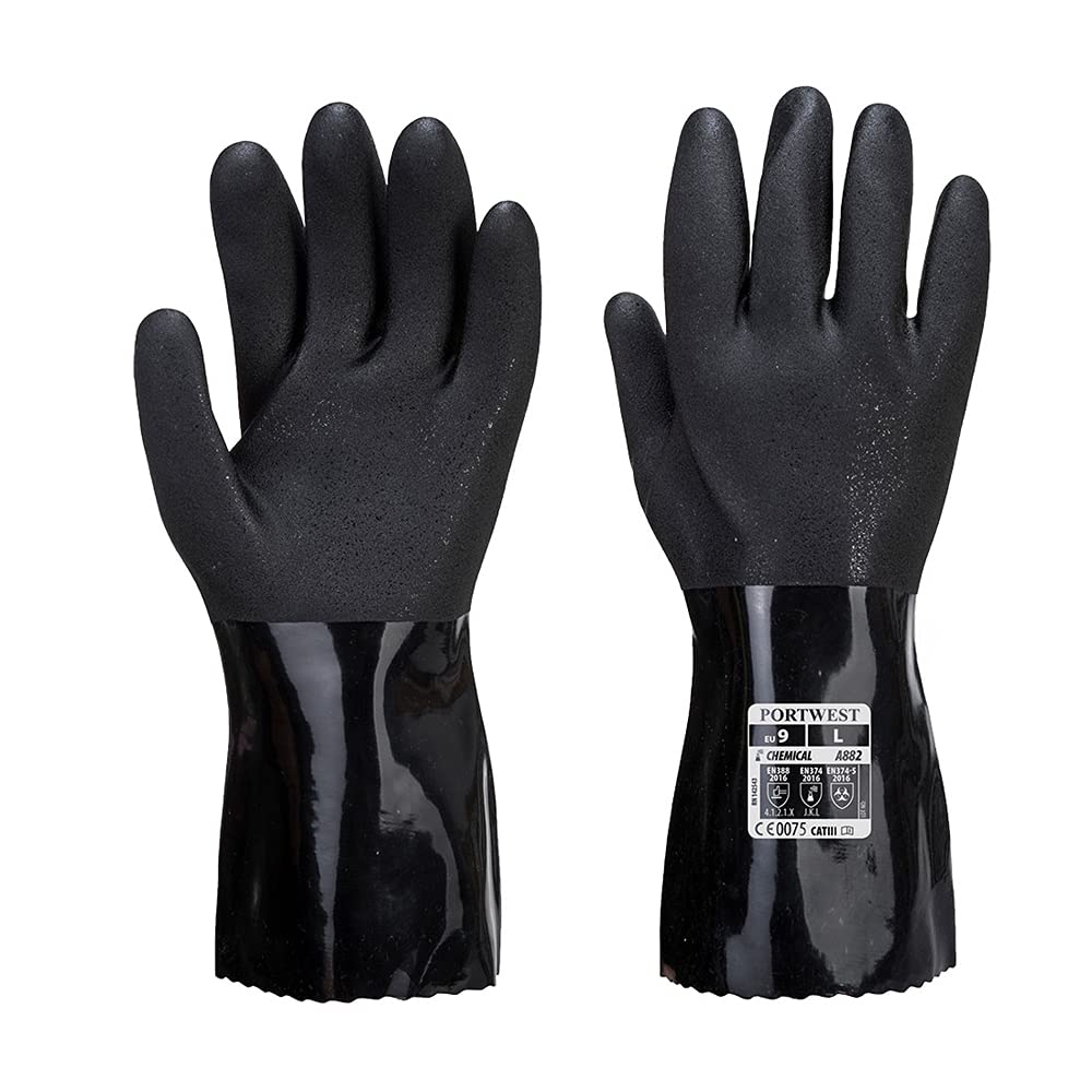 Portwest A882 ESD PVC Chemical Gauntlet Black, X-Large