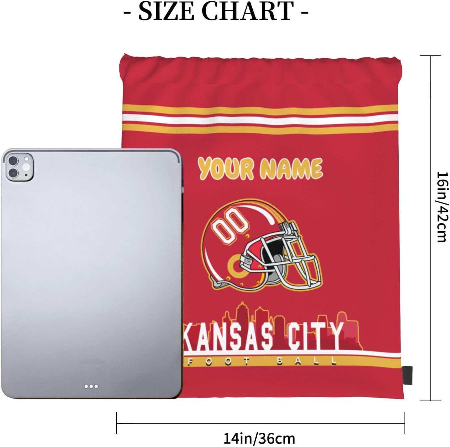 Kansas City Drawstring Backpack，Custom Sports Fans Drawstring Bag With Name And Number Personalized Gym Bags Gift For Men Women 14" X 16" - Image 5