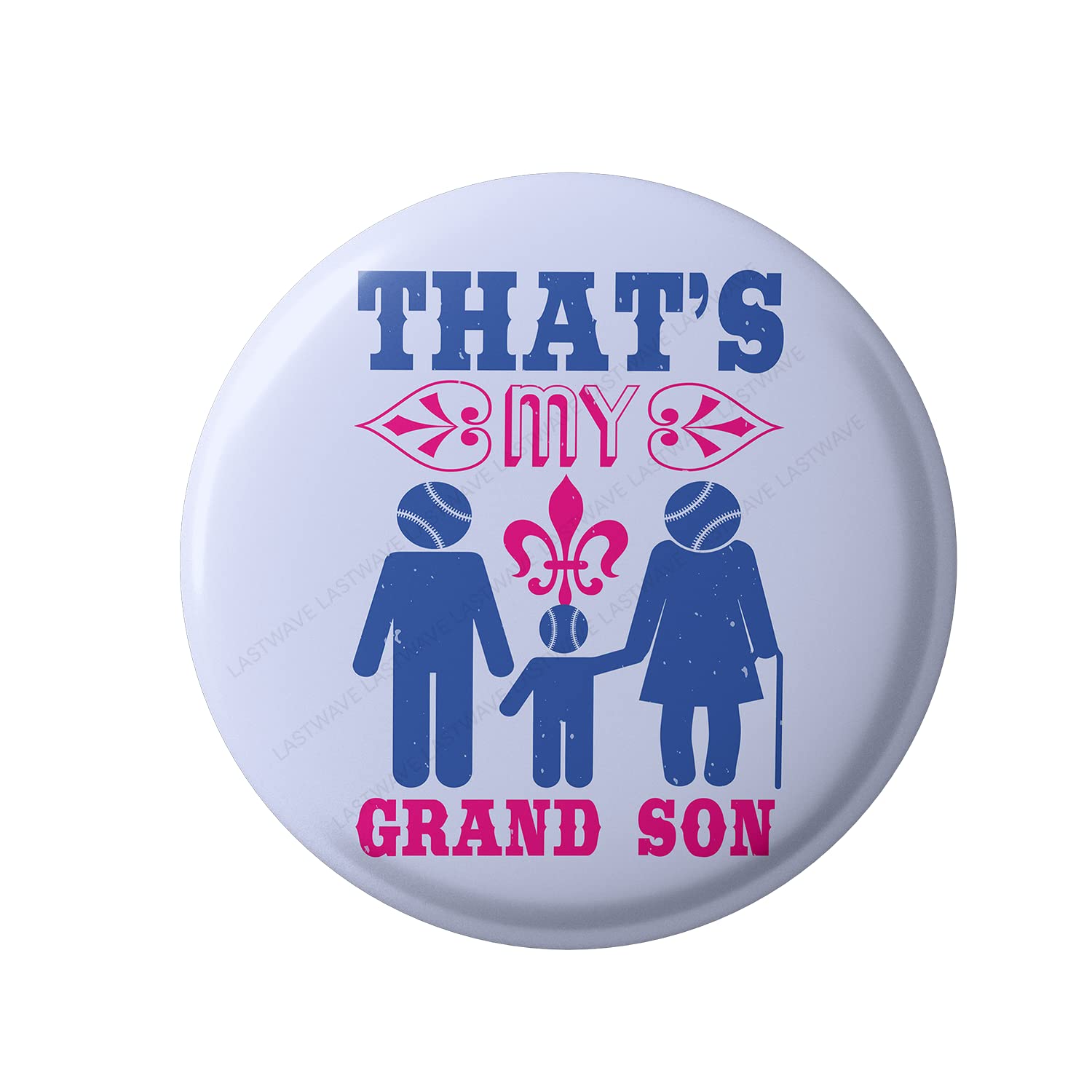 LASTWAVEBaseball Badge Collection, That's My Grand Son, Baseball Quote Graphic Printed Pin Back Badge for shirt, bags, backpack