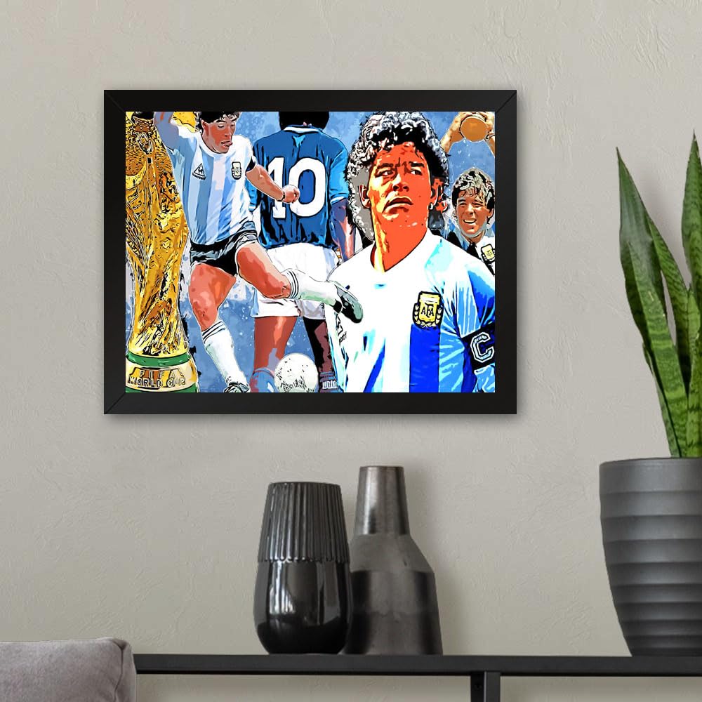 GADGETS WRAP Printed Photo Frame Matte Painting for Home Office Studio Living Room Decoration (11x9inch Black Framed) - Diego Maradona Legends Never Die