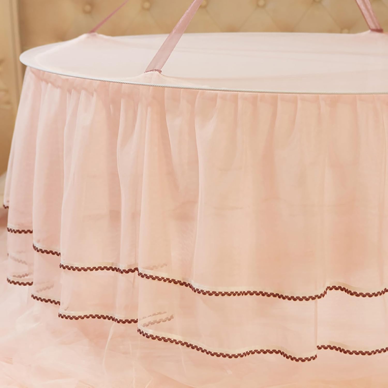 Mosquitos net, Princess Bed Canopy for Girls,Breathable Round Canopy Lace Princess Net Bed Curtain Netting for Twin Full Queen King Beds (#2)