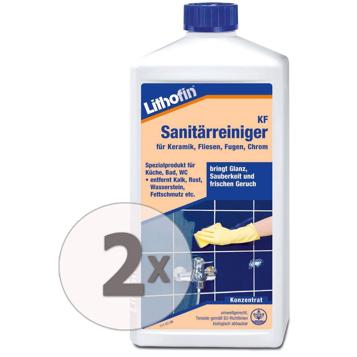 2 x Lithofin KF sanitaria – Limpiador de Cafeteras – rostentferner para cerámica etc. – 1 litros – Concentrado – Muy duradero.