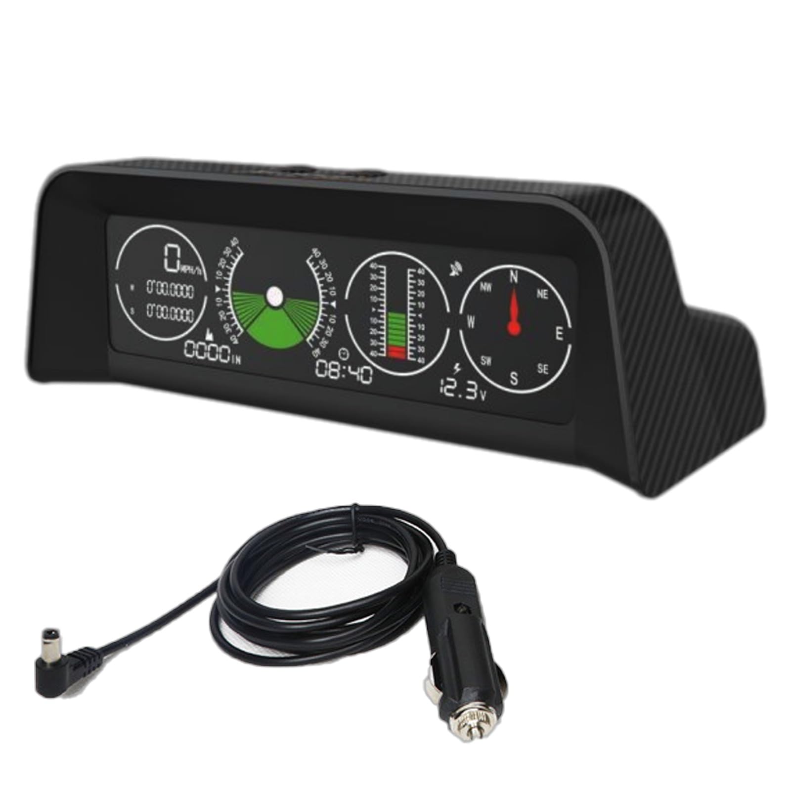 Car Inclinometer, HUD GPS Speedometer MPH KMH, Digital Level Tilt Gauge Compass Altimeter Night Vision Universal for Cars SUVs Trucks Offroad Vehicles Dashboard