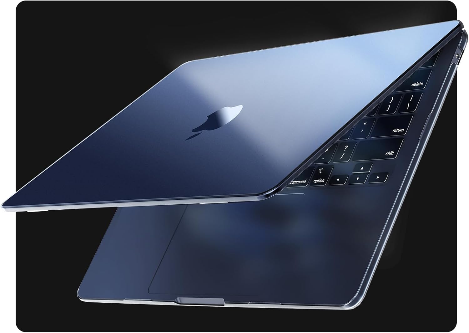 EooCoo Compatible with MacBook Air 13 inch Case M4 2025 2024-2022 M3 M2 A3240 A3113 A2681, Clear Scratch Resistant Protective Hard Shell Cover Compatible for MacBook Air 13.6 inch Case, Slim Midnight Crystal Midnight