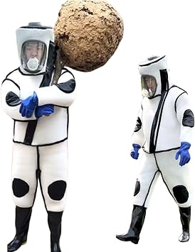 Sting Proof Bee Suit, Beekeepers Bee Suit Equipment, with Glove &Ventilated Hood & Three Fans, Ultra-Ventilated Polycotton Beekeeping Suit, Professional & Beginner Apiarist Suit, for Backyard, Garden
