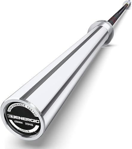 Miniatura 11 de Barra olímpica de 7 pies, capacidad de 1500 libras, carga de 45 libras, disponible para ejercicios en el gimnasio y en casa, levantamiento de pesas,