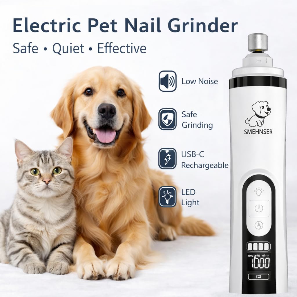 YFL Upgraded Dog Nail Grinder with LED Light, Super Quiet 2-Speed Electric Pet Nail Trimmer, Professional Rechargeable Dog Nail Clippers for Large Medium Small Dogs & Cats - image 2