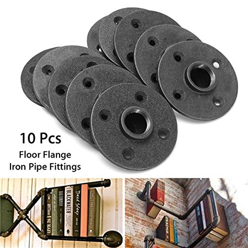 EsportsMJJ 10Pcs 3/4 Pulgadas De Hierro Maleable Piso Brida De Acero Tubería De Hierro Montaje En Pared