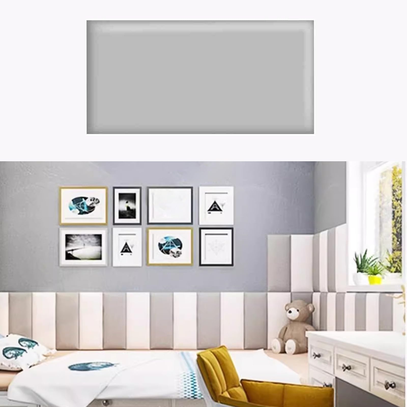 ERRULAN 20 25 30 40 50 60 Cm Wall Padding for Kids Playroom Autism, Padded Wall Panels Peel and Stick, Nursery Decor Wall Padded for Protection Kids Headboard(Light Gray,20x40cm/7.8x15.7in)
