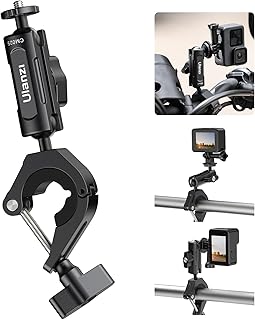 ULANZI 360°Motorcycle Camera Mount for GoPro Bike Holder Handlebar Mount Bracket w GoPro Adpter for Hero10/9/8/7/6/5/4/3 Action Cameras Accessory Φ8~35mm (Fits Bicycle Utv Motorcycle Handlebar Holder)