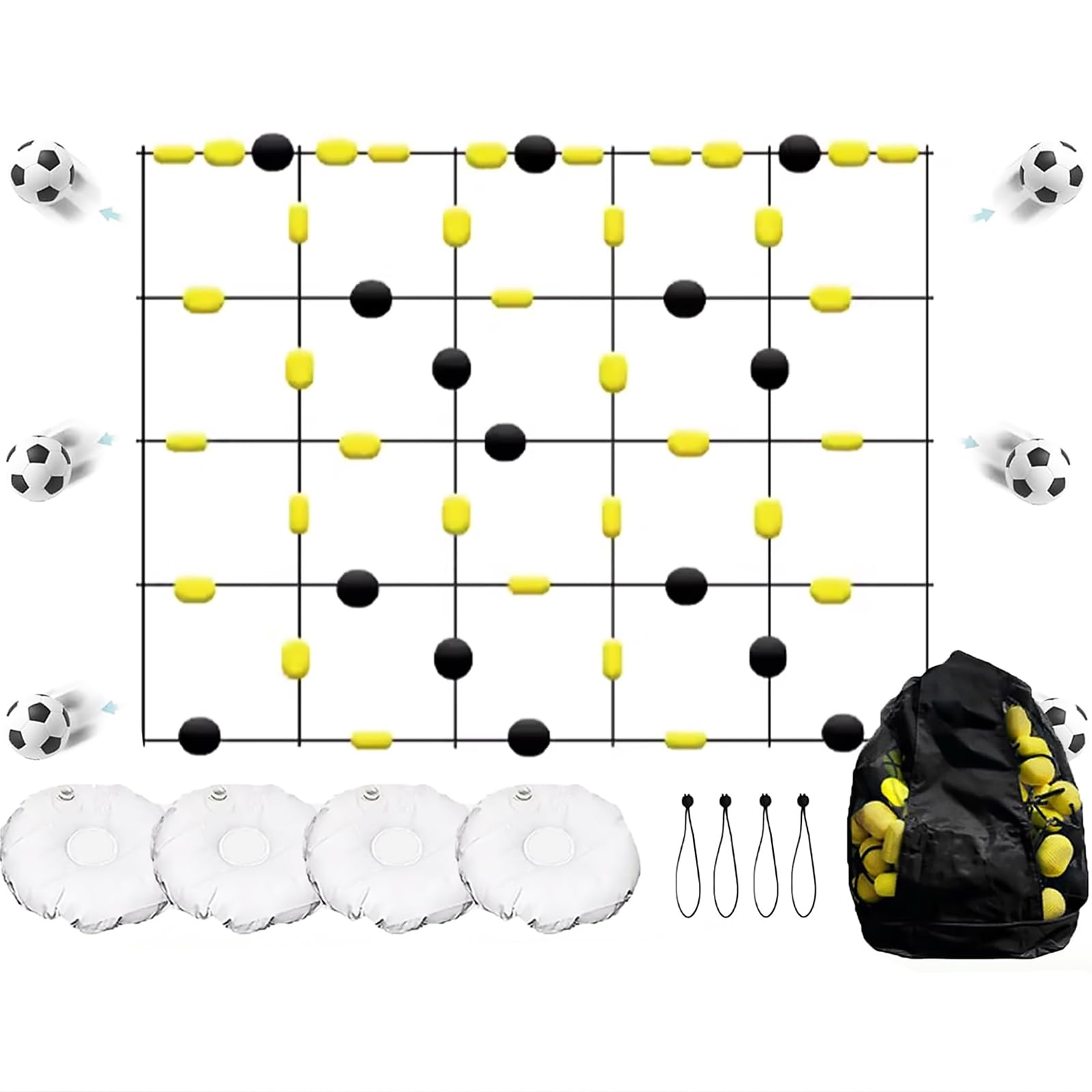 Torwart-Trainingsgerät für Fußball – Bodenmatrix/Einlinien-Deflektor für Reflex, Agilität und Ballkontrolle mit Wasserbeuteln, Tragetasche und Trainingszubehör