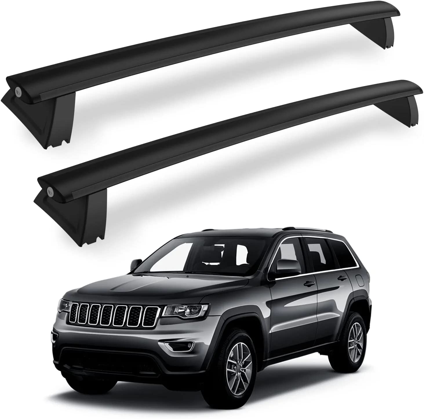Photo 1 of KYX Roof Rack Cross Bars for 2011-2021 Grand Cherokee with Grooved Side Rails, Aluminum Car Crossbars for Bike Luggage Rooftop Cargo Carrier Bag Kayak Ski Snowboard, Black 2011-2021 Grand Cherokee Black