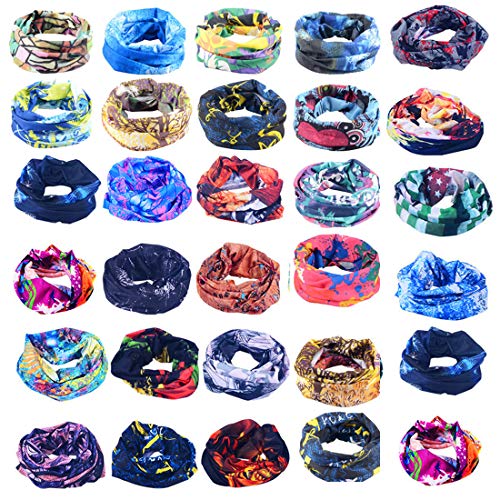 20 Pack Multifunction Face Mask Scarf Headwear Headband Neck Gaiter Bandanas for Outdoors