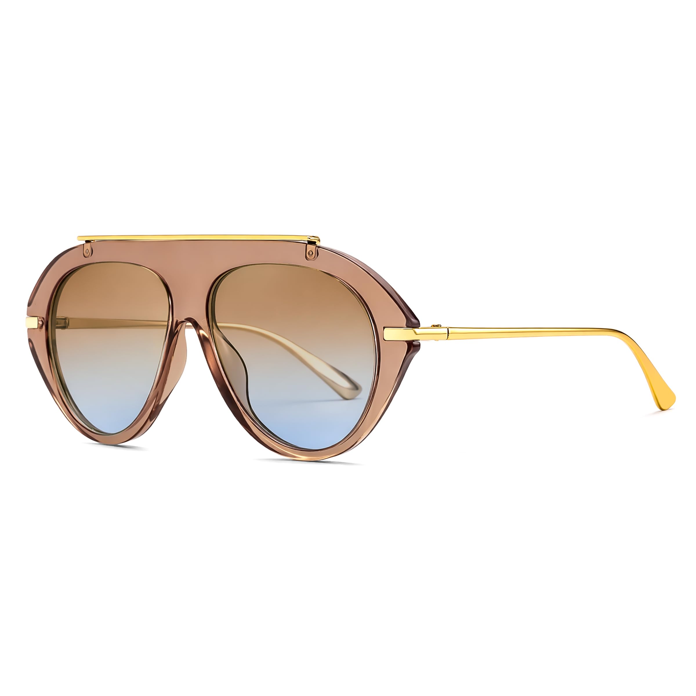 FEISEDY Retro Aviator Sunglasses for Women Men Trendy Oversized 70s Vintage Metal Sun Glasses B0408