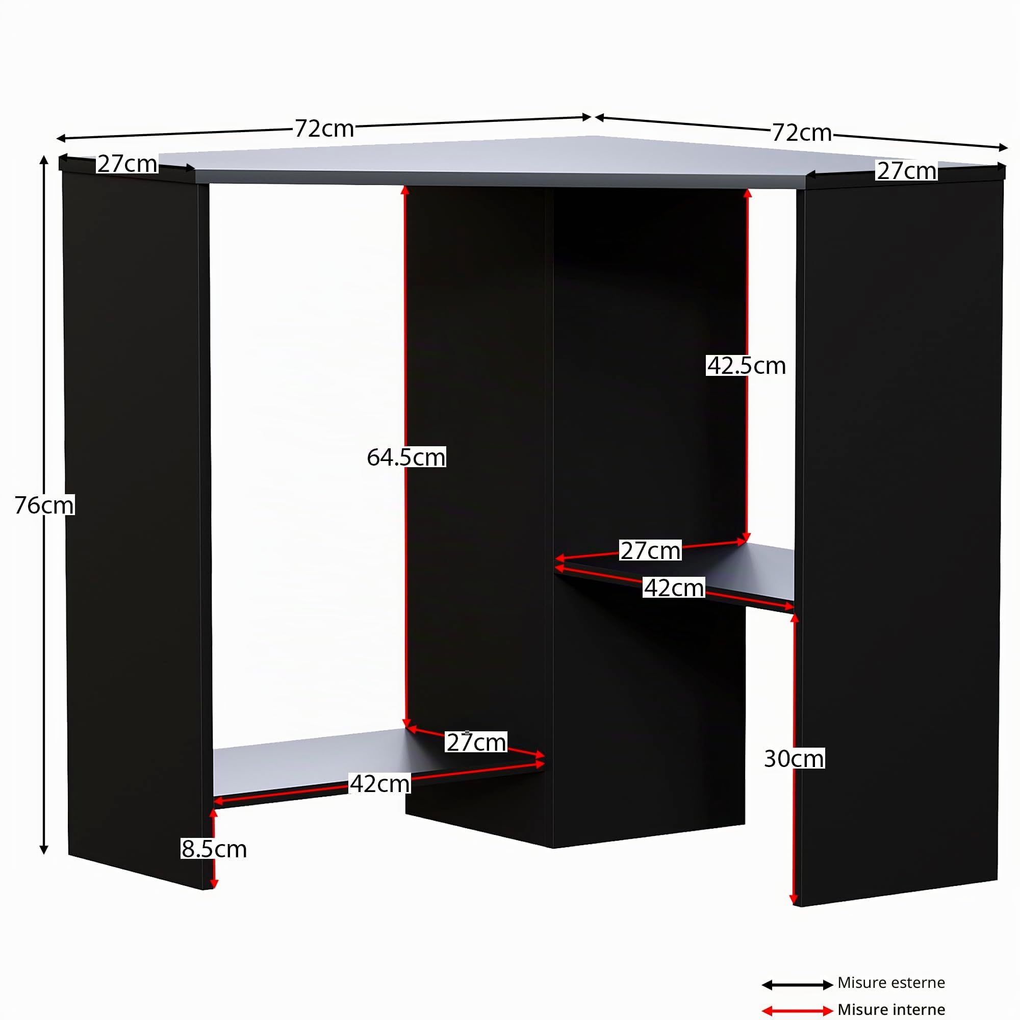 Vida Designs Hetton Scrivania Angolare per Computer con Mensole, per Casa e Ufficio, Tavolo per Computer Portatile, Postazione di Lavoro per Videogiochi, Mobili, in Legno, 76 x 100 x 70 cm