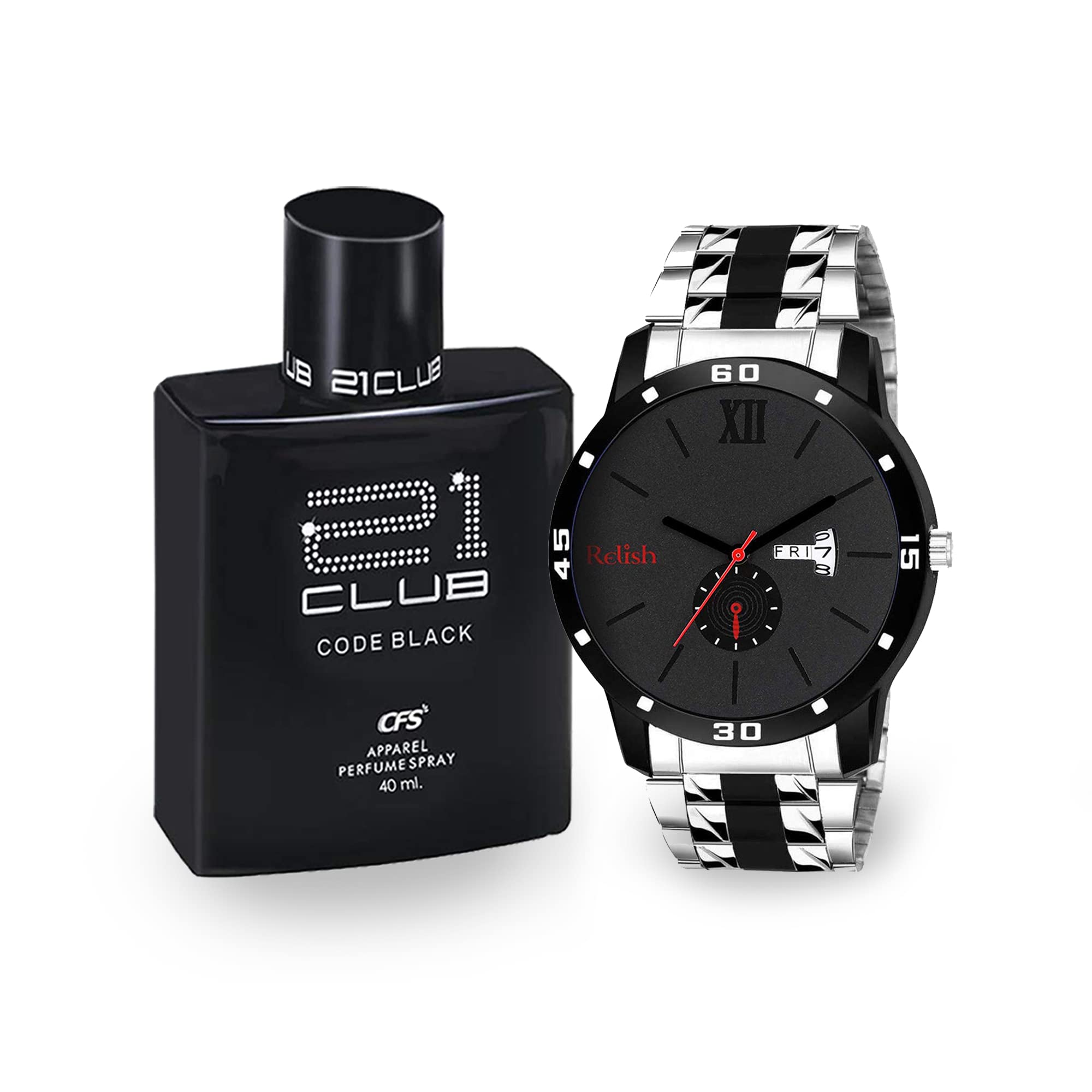 Relish Silver Two Tone Analog Watch with Perfume for Men Combo Pack | Birthday, Diwali Gifts 518 (B09T3HMYNN) Amazon Price History, Amazon Price Tracker