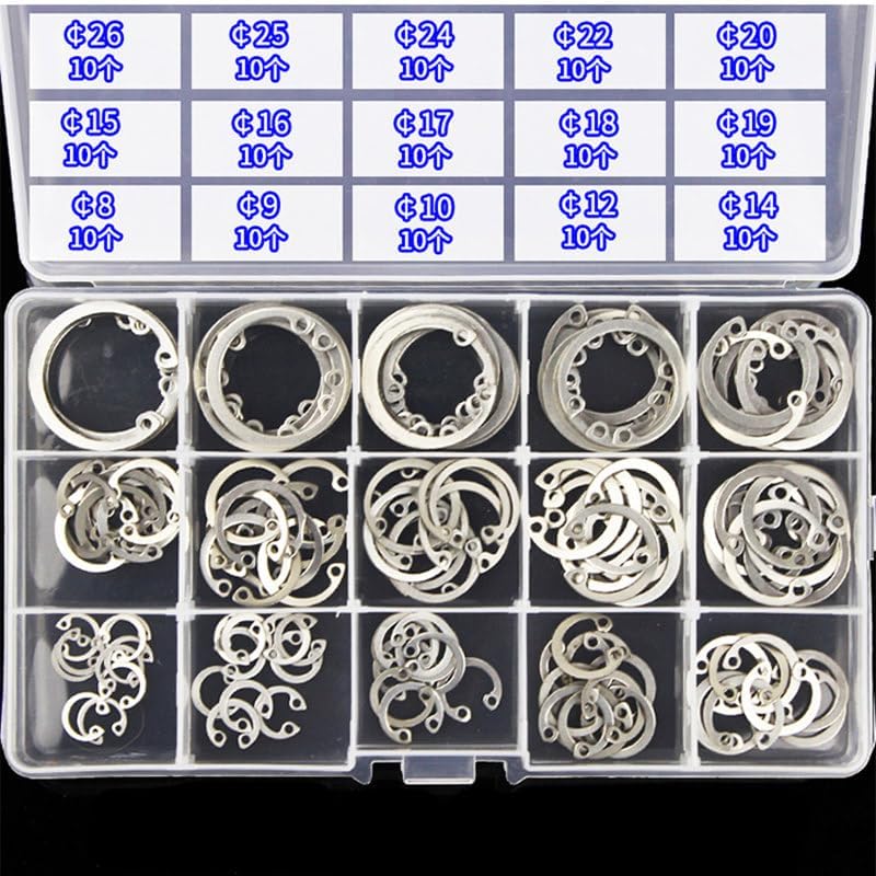 150pcs/Set M8-M26 Circlips For A Hole Retaining Ring Bearing Hole Snap Ring 304 Stainless Steel Clamp Ring
