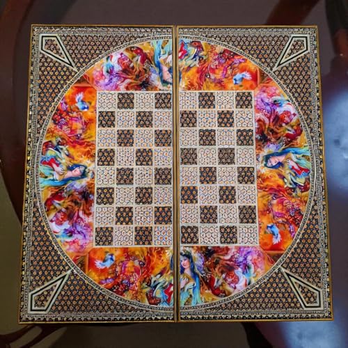 Juego de Backgammon de madera hecha a mano de 19 pulgadas miniatura 5