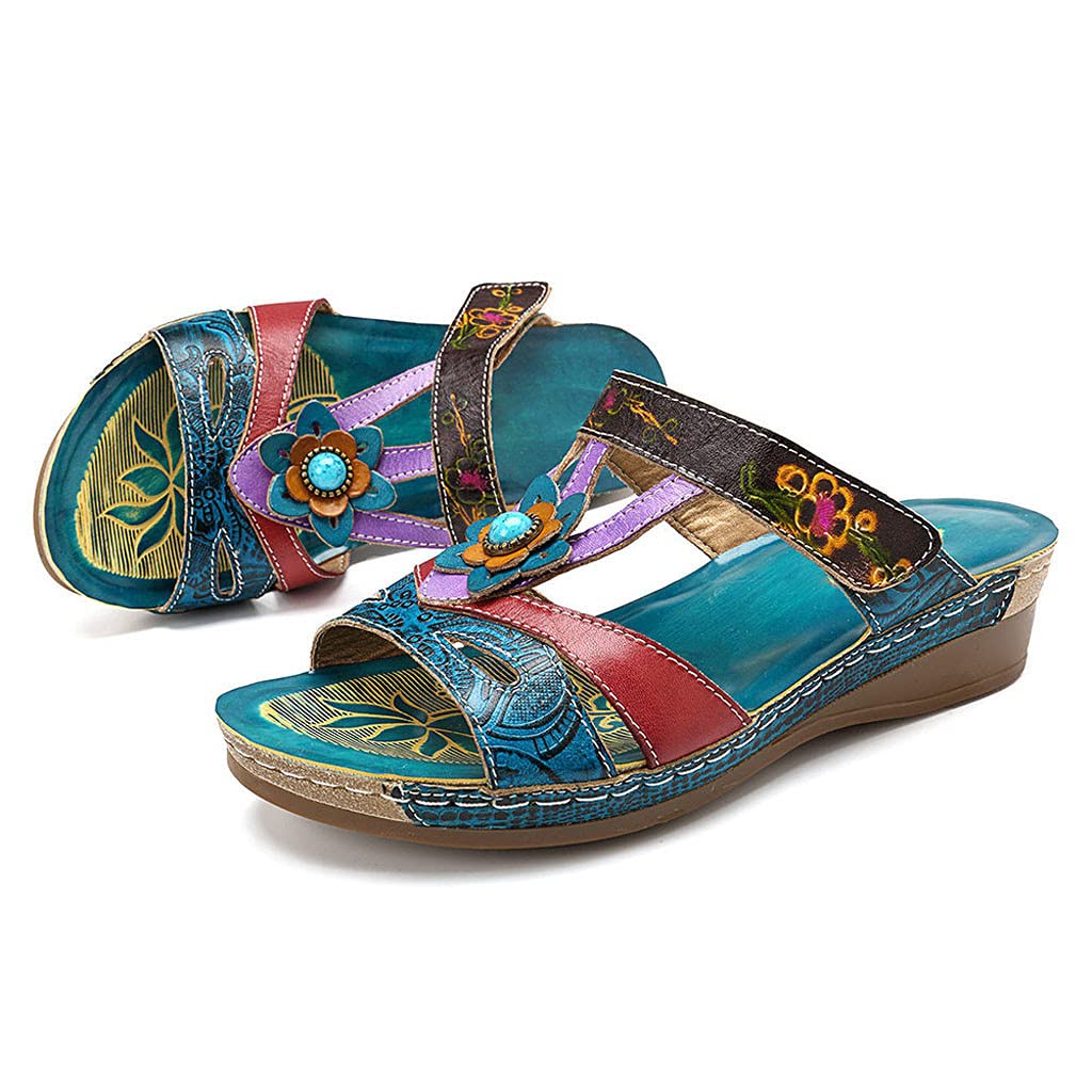 HAOLEI Sandales Femmes été Nu-pieds Orthopédique Compensées Sandale Confortable de Plage Pantoufles Femme Respirantes Semelles épaisses Anti-dérapant Chaussures Bohemia Romain Sandals