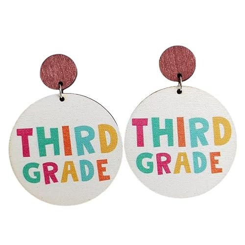 Blue Drop Cute Teacher Wooden Stud Earrings Third Grade Welcome Back to School Earrings Teacher Appreciation Jewelry Gifts
