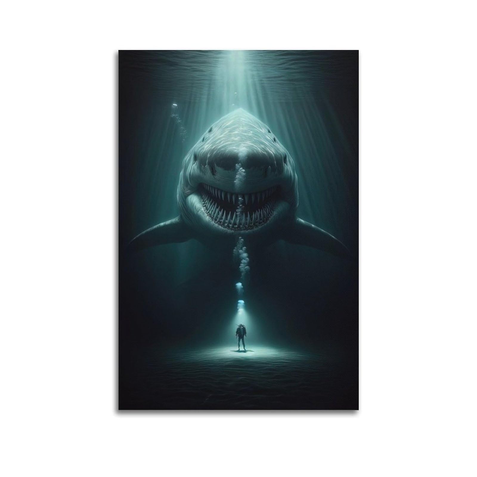 ZSZWHJ Animal Poster Sharks And Humans Poster Decorative Painting Canvas Wall Posters And Art Picture Print Modern Family Bedroom Decor Posters 24x36inch(60x90cm)