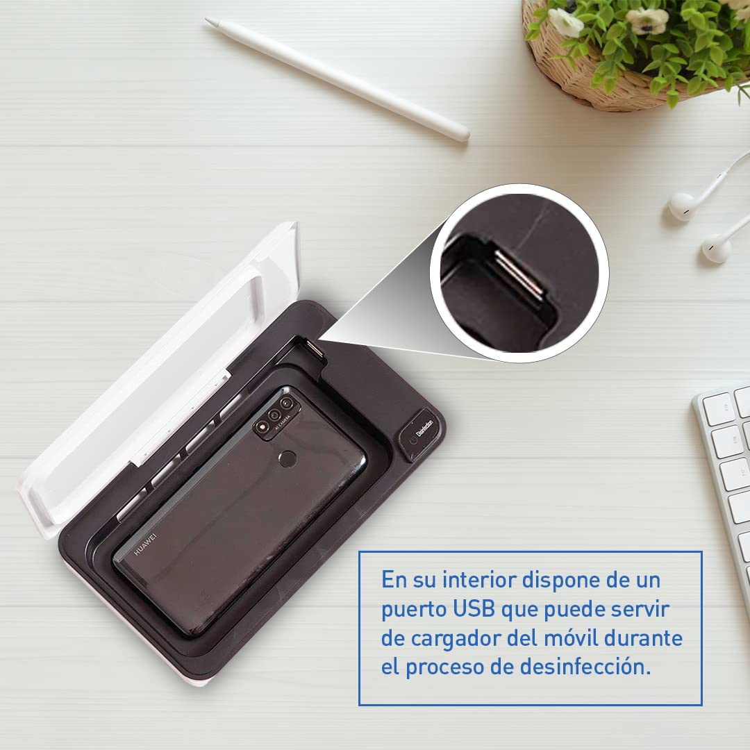Ozono Hogar - Esterilizador UV para Teléfonos - Desinfecta tu Móvil tanto Android como IOS - Portátil - Conexión por USB - Desinfectante que Elimina Gérmenes, Bacterias y Hongos