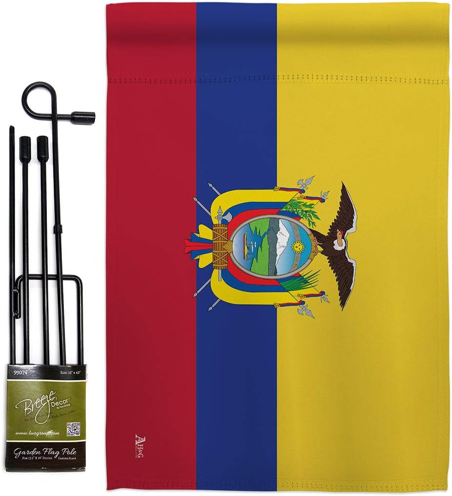 Ecuador Burlap Garden Flag Nationality Nation International World Country Particular Area Small Decorative Gift Yard House Banner Double-Sided Made In USA 13 X 18.5