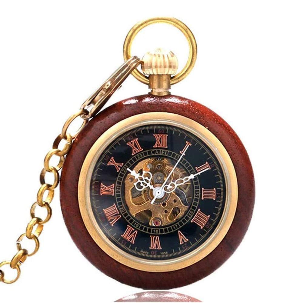 Classico Orologio da Tasca Meccanico Vintage Liscio, con Catena di Natale Laurea triennale Regali di Compleanno Giorno dei Padri