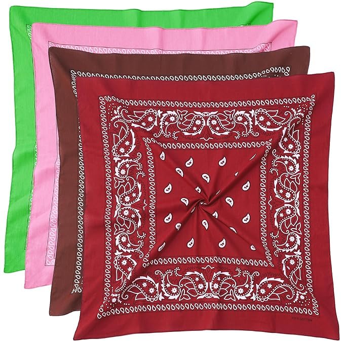 100% Cotton 21" x 21" Large Bandanas for Men & Women, Multi-Purpose Bandana Headbands, Square Head Scarf (Pack of 4)-image-41