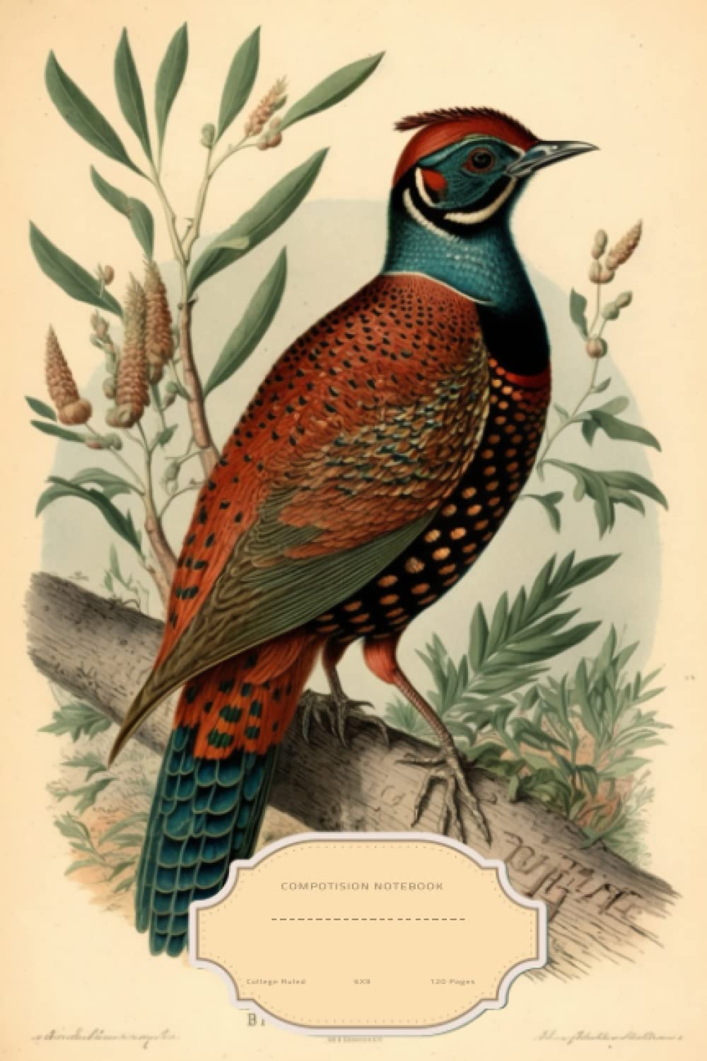 blyth's tragopan bird Composition Notebook College Ruled: blyth's tragopan bird vintage botanical illustration journal, Cute Lined Notebook Vintage ... Writing Pages Journal with Personalized bird